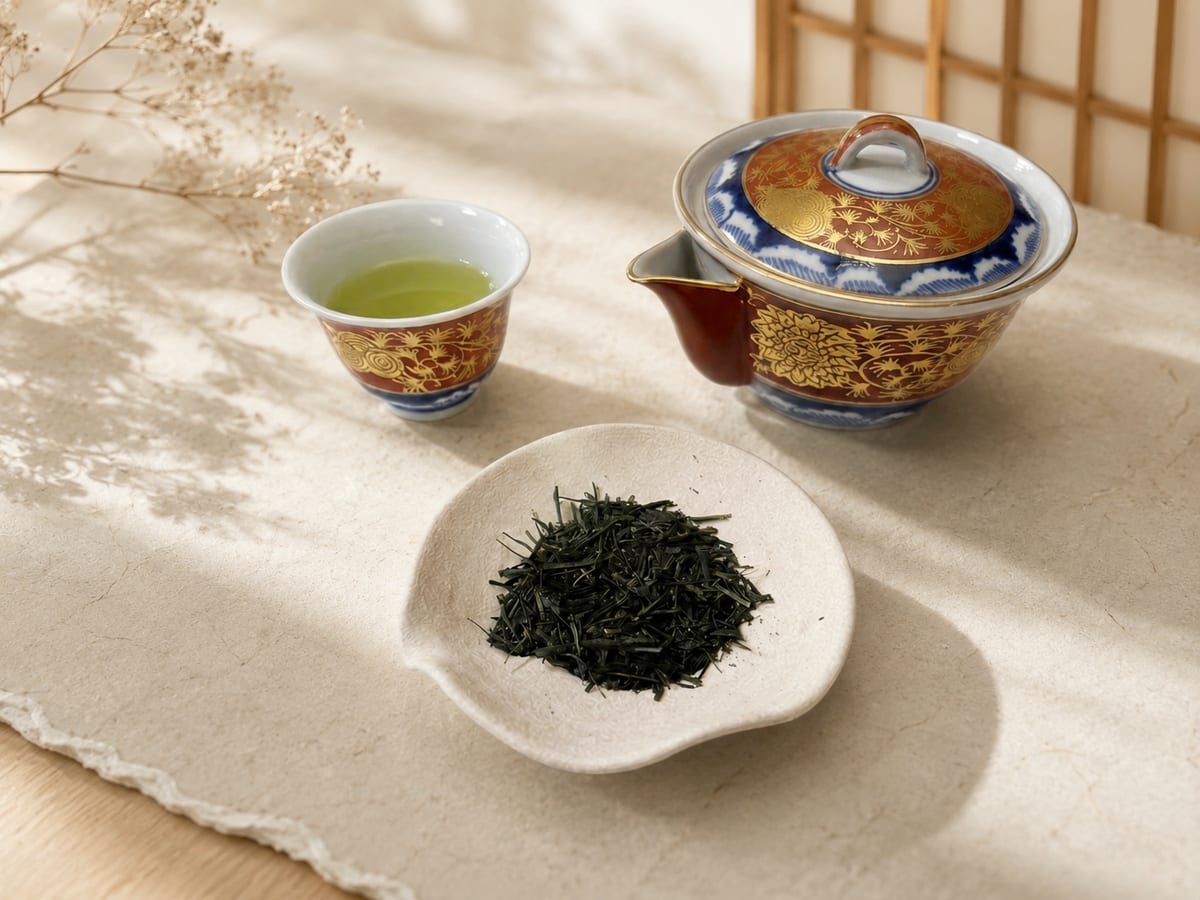 菰掛け玉露の茶器と茶葉